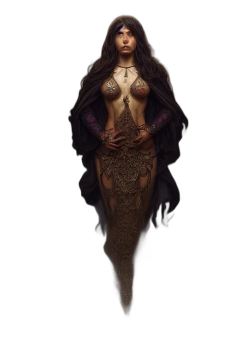 dress, creature, hair, fantasy art transparent PNG cut-out