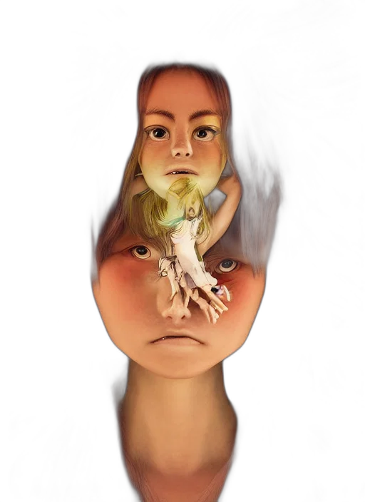face, mask, creature, hair, photorealistic, 3d render, concept art, fantasy art transparent PNG cut-out