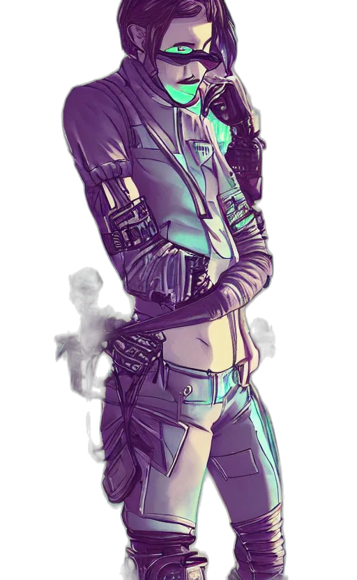 jacket, robot, weapon, staff transparent PNG cut-out
