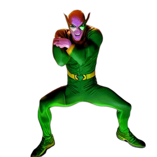mask, creature, animal, staff, 3d render, concept art, comic book art, green transparent PNG cut-out
