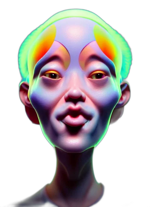 face, mask, robot, creature, 3d render, vaporwave, photorealistic, concept art transparent PNG cut-out