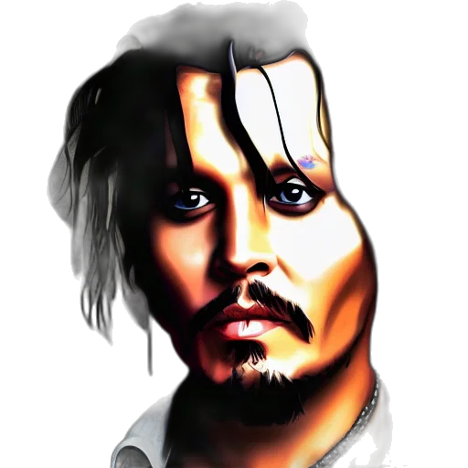 face, photorealistic, fantasy art, comic book art, cartoon, portrait, jonny, depp transparent PNG cut-out