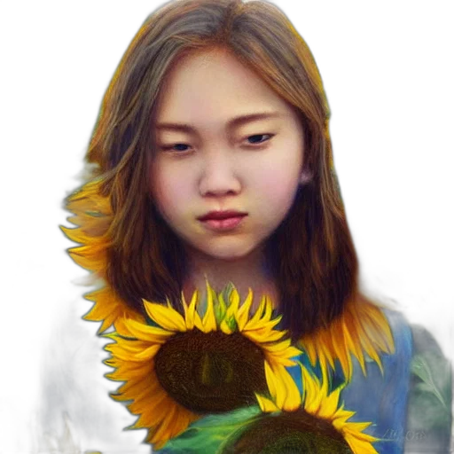 face, flower, mask, oil painting, photorealistic, watercolor, fantasy art, golden transparent PNG cut-out