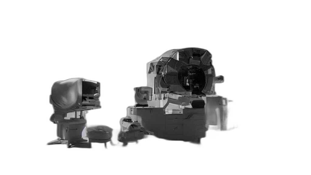 robot, weapon, 3d render, mri transparent PNG cut-out