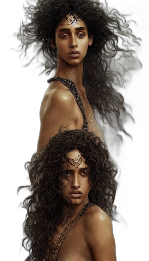 hair, jewelry, face, fantasy art transparent PNG cut-out