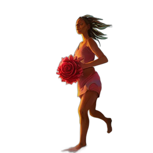 flower, dress, 3d render, pixel art, concept art, photorealistic, red, portrait transparent PNG cut-out