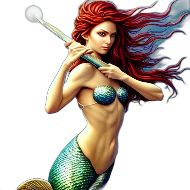 staff, fantasy art, pixel art, comic book art, concept art, underwater, beautiful, mermaid transparent PNG cut-out