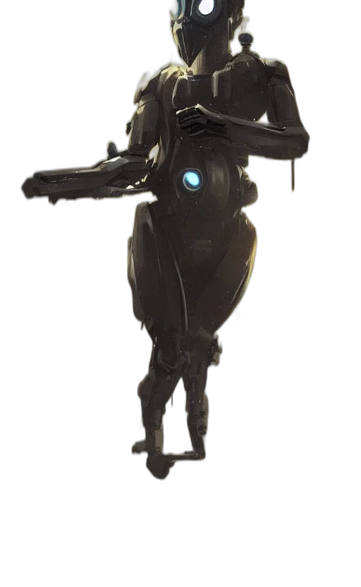 robot, staff, mask, weapon, concept art, 3d render, cyberpunk, outer space transparent PNG cut-out