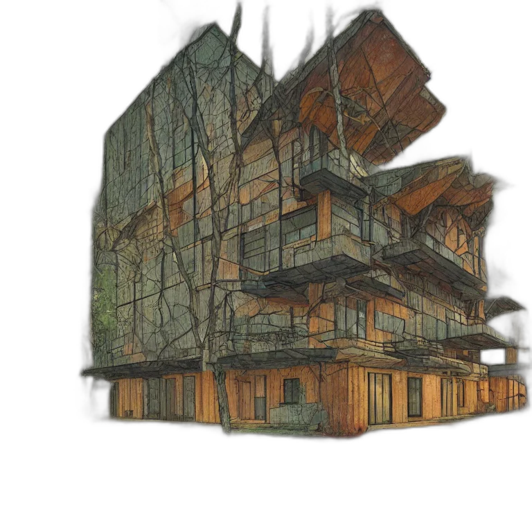 building, concept art, 3d render, photorealistic transparent PNG cut-out