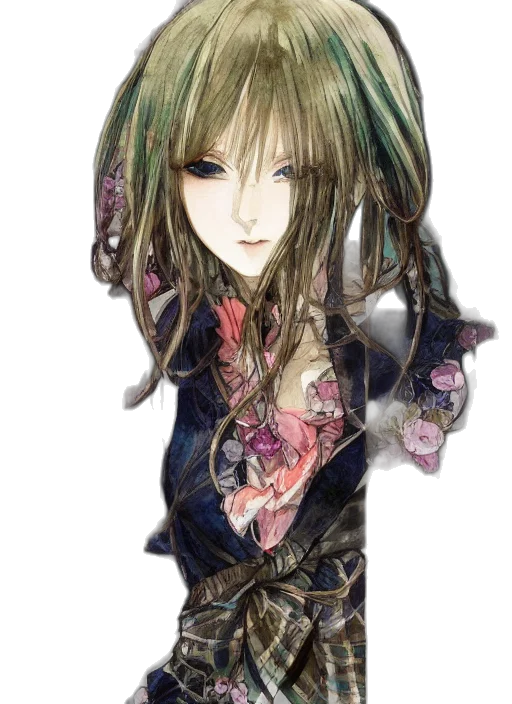 mask, staff, flower, face, fantasy art, concept art, photorealistic, watercolor transparent PNG cut-out
