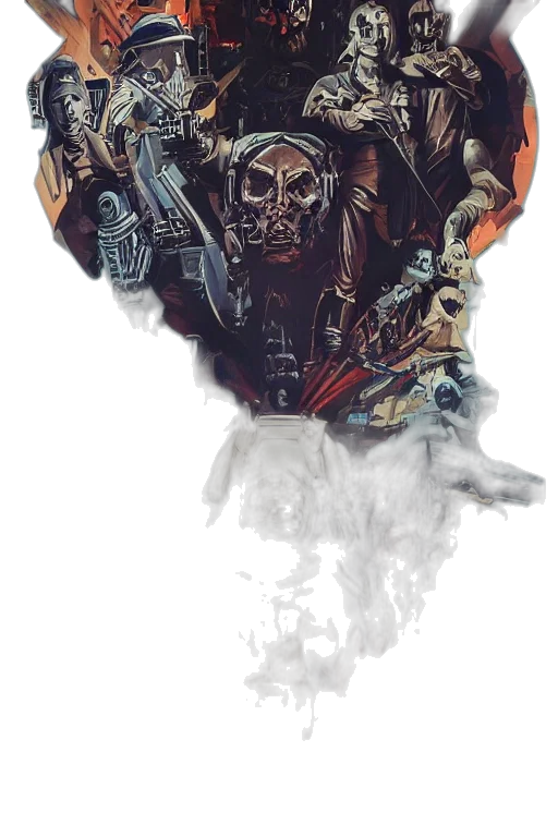 mask, weapon, jacket, face, concept art, fantasy art, comic book art, cyberpunk transparent PNG cut-out