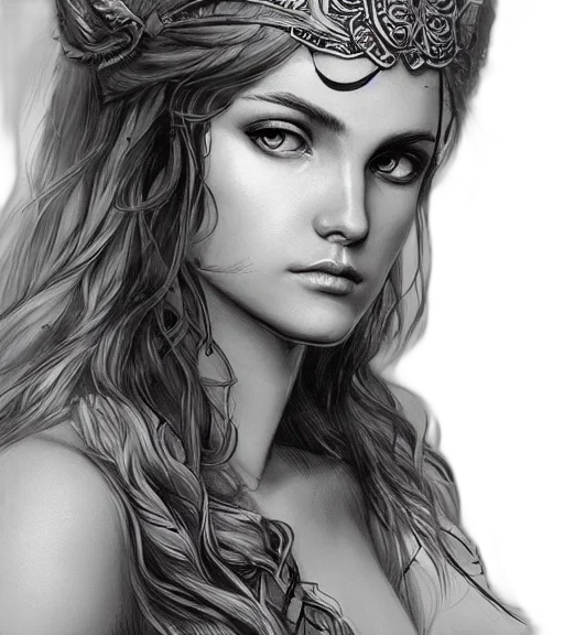 crown, jewelry, face, fantasy art, photorealistic, pencil sketch, comic book art, monochrome transparent PNG cut-out