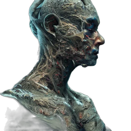 face, mask, creature, robot, concept art, 3d render, photorealistic, fantasy art transparent PNG cut-out
