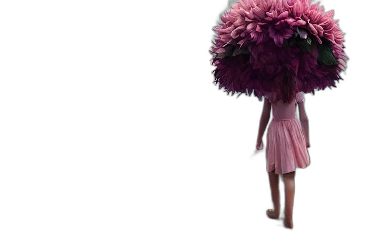 dress, umbrella, flower, hair transparent PNG cut-out