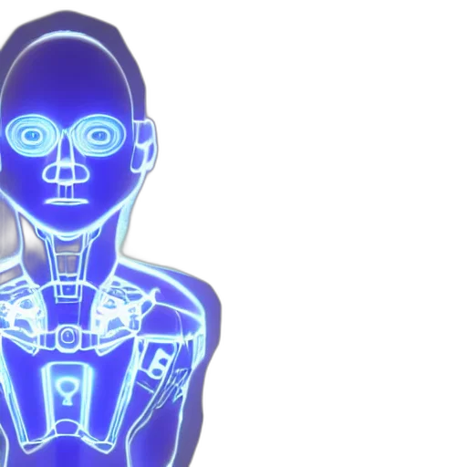 robot, cyberpunk, 3d render, vaporwave transparent PNG cut-out
