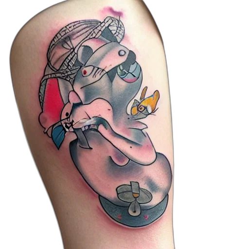 photorealistic, tatoo, girl, leg transparent PNG cut-out