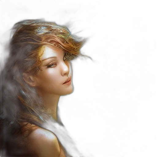 hair, face, crown, fantasy art, photorealistic, oil painting, concept art, underwater transparent PNG cut-out