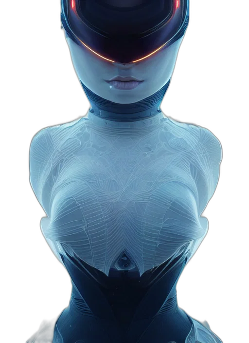 robot, mask, dress, face, cyberpunk, 3d render, concept art, photorealistic transparent PNG cut-out