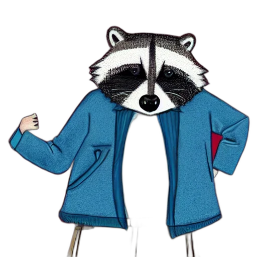 jacket, animal, staff, concept art, cartoon, comic book art, watercolor, anthropomorphic transparent PNG cut-out