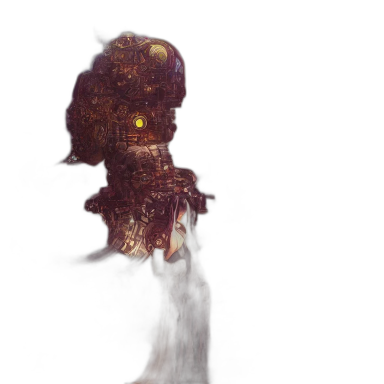 creature, robot, staff, hair transparent PNG cut-out