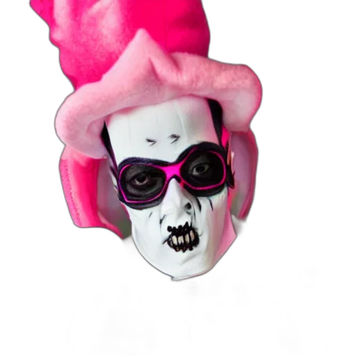 mask, face, hat, crown, vaporwave, 3d render, concept art, bad transparent PNG cut-out