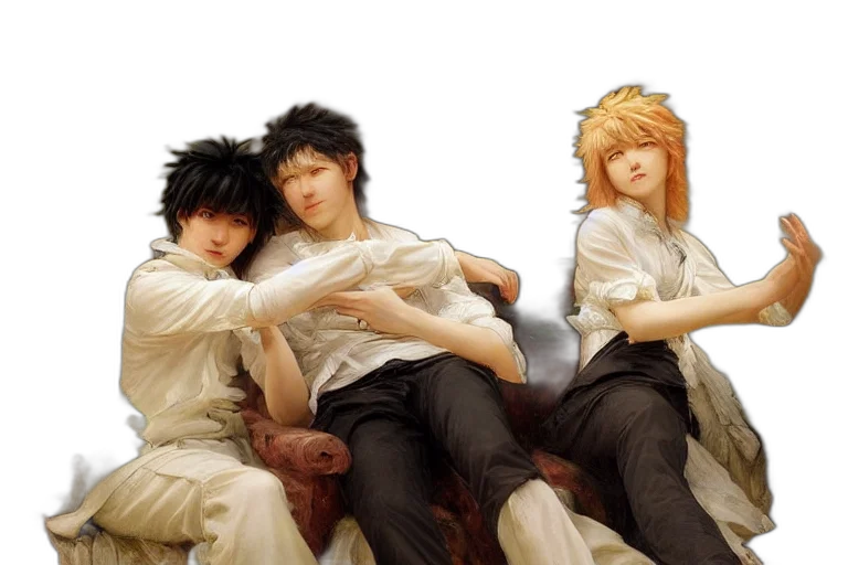 photorealistic, monochrome, oil, painting, nagito, komaeda, hajime, hinata transparent PNG cut-out
