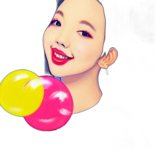 photorealistic, cartoon, watercolor, concept art, illustration, caricaturizes, nayeon, twice transparent PNG cut-out