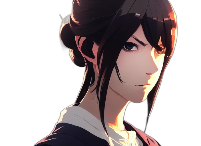 face, staff, crown, anime, concept art, fantasy art, photorealistic, dark transparent PNG cut-out