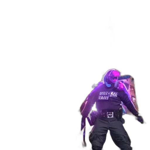 creature, jacket, robot, weapon, concept art, cyberpunk, 3d render, vaporwave transparent PNG cut-out