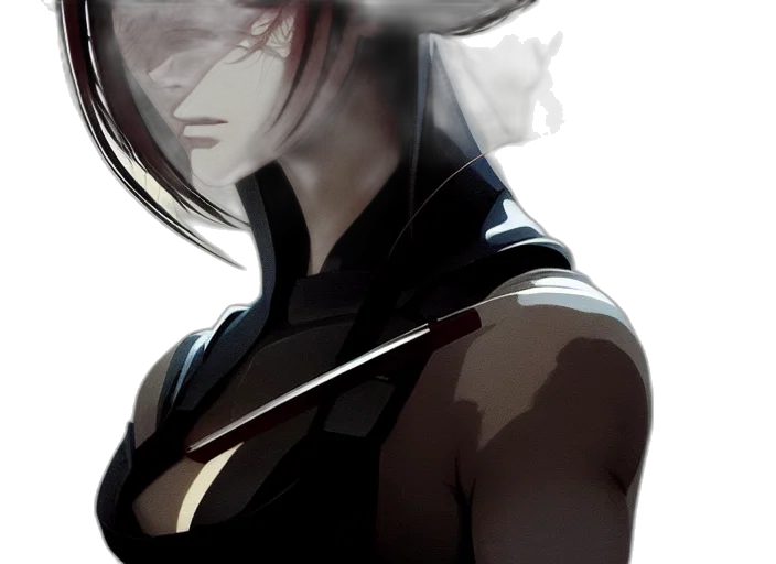 hat, mask, face, staff, concept art, anime, cyberpunk, comic book art transparent PNG cut-out