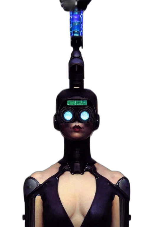 robot, staff, face, mask, cyberpunk, concept art, 3d render, vaporwave transparent PNG cut-out