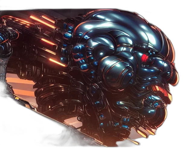 robot, weapon, car, hair, concept art, cyberpunk, fantasy art, 3d render transparent PNG cut-out