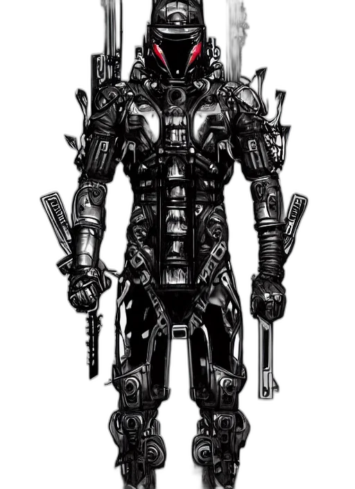 robot, weapon, staff, cyberpunk transparent PNG cut-out