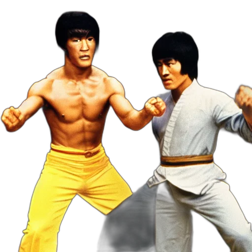 concept art, photorealistic, pixel art, 3d render, jackie, chan, bruce, lee transparent PNG cut-out