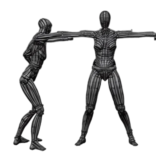 robot, weapon, concept art, 3d render, cyberpunk, inverse, kinematics, rigged transparent PNG cut-out