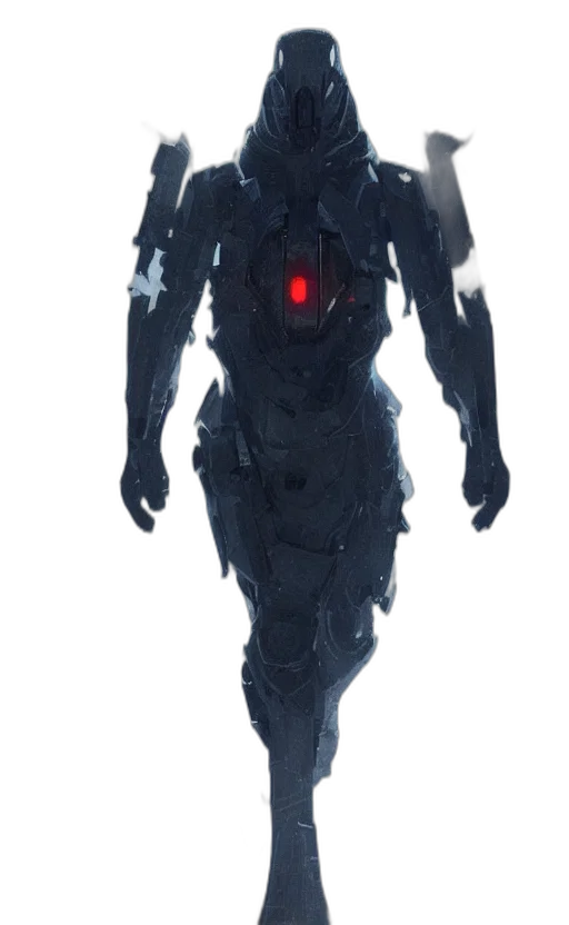 robot, creature, mask, weapon, concept art, cyberpunk, 3d render, pixel art transparent PNG cut-out