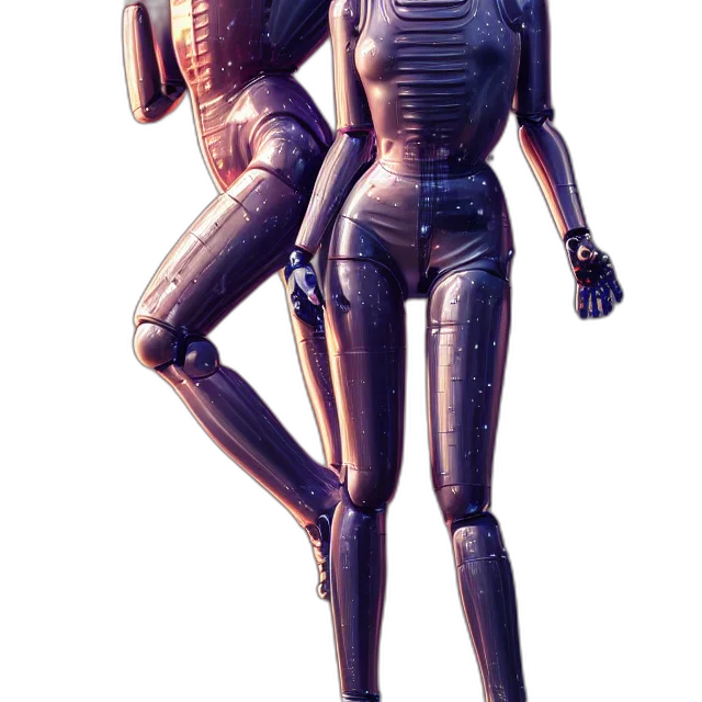 robot, weapon, staff, jacket, concept art, cyberpunk, 3d render, comic book art transparent PNG cut-out