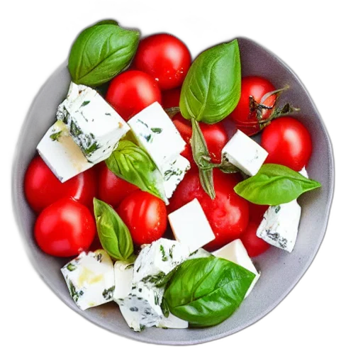 food, photorealistic, 3d render, feta, cheese, peppermint, spices, basil transparent PNG cut-out