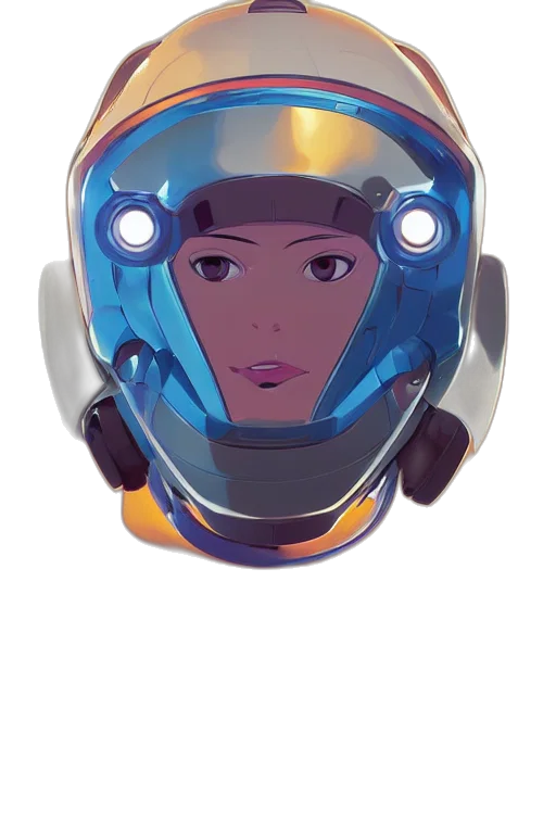 robot, mask, face, concept art, anime, 3d render, vaporwave, outer space transparent PNG cut-out