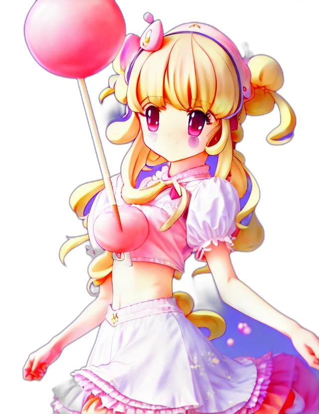 staff, dress, umbrella, weapon, anime, pixel art, cartoon, vaporwave transparent PNG cut-out