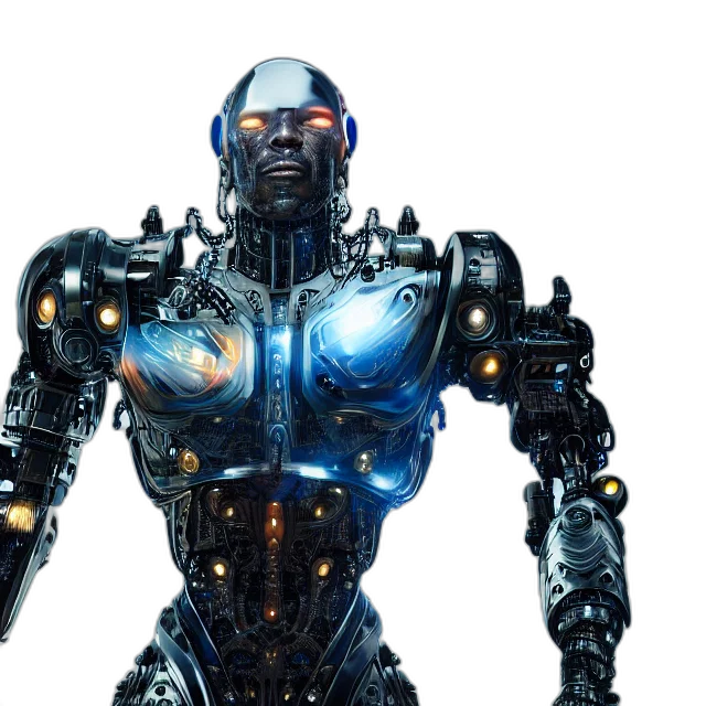robot, concept art, 3d render, cyberpunk, cyborg, fantasy, reflect, highly transparent PNG cut-out