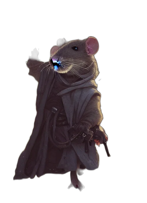 jacket, staff, animal, weapon, concept art, cyberpunk, 3d render, fantasy art transparent PNG cut-out