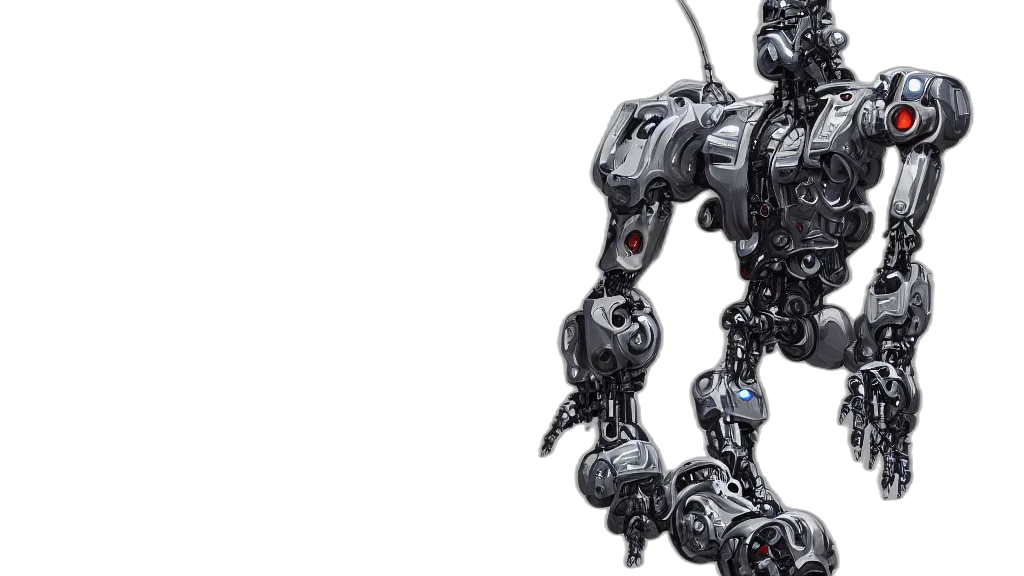 robot, weapon, cyberpunk, 3d render, concept art, robotic, cybernetic, symbiosis transparent PNG cut-out