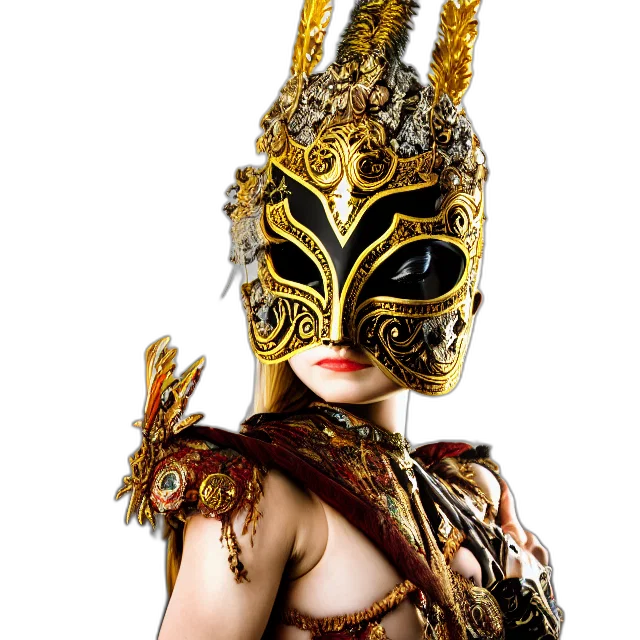 mask, crown, staff, jewelry, photorealistic, fantasy art, 3d render, concept art transparent PNG cut-out