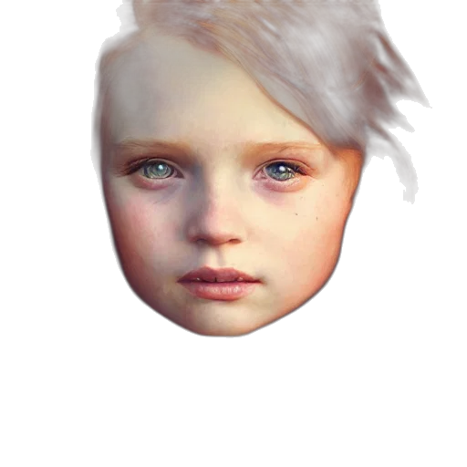 face, mask, hair, creature, photorealistic, 3d render, concept art, fantasy art transparent PNG cut-out