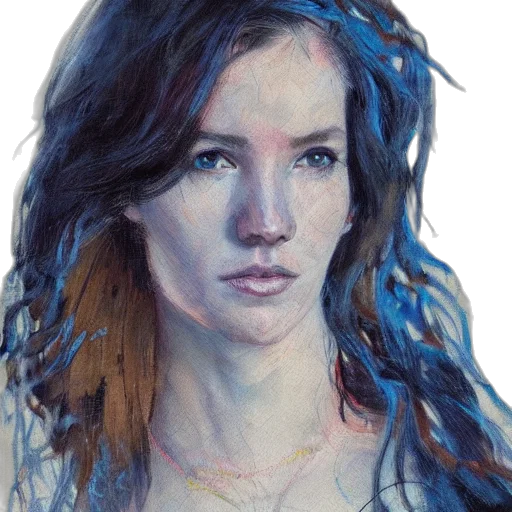 face, dress, hair, oil painting transparent PNG cut-out