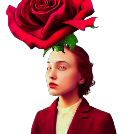 crown, flower, face, hat, pixel art, photorealistic, concept art, vaporwave transparent PNG cut-out