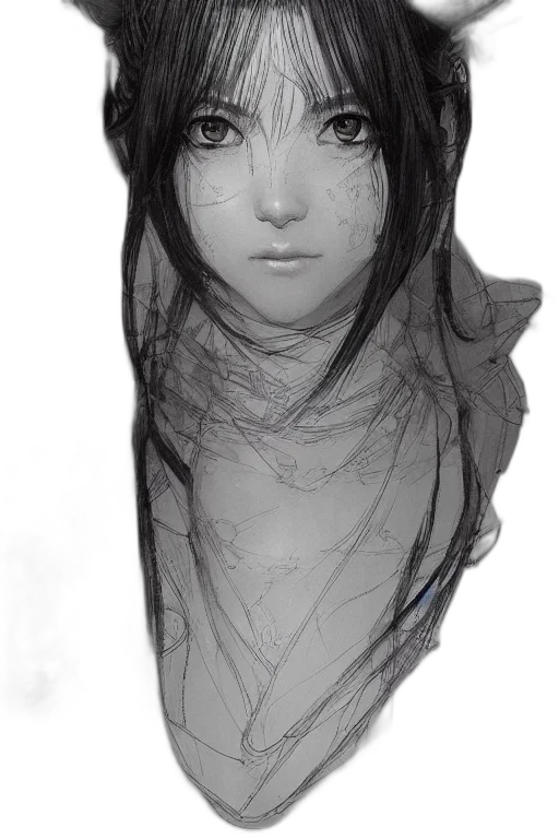 face, mask, creature, hair, concept art, fantasy art, photorealistic, pencil sketch transparent PNG cut-out