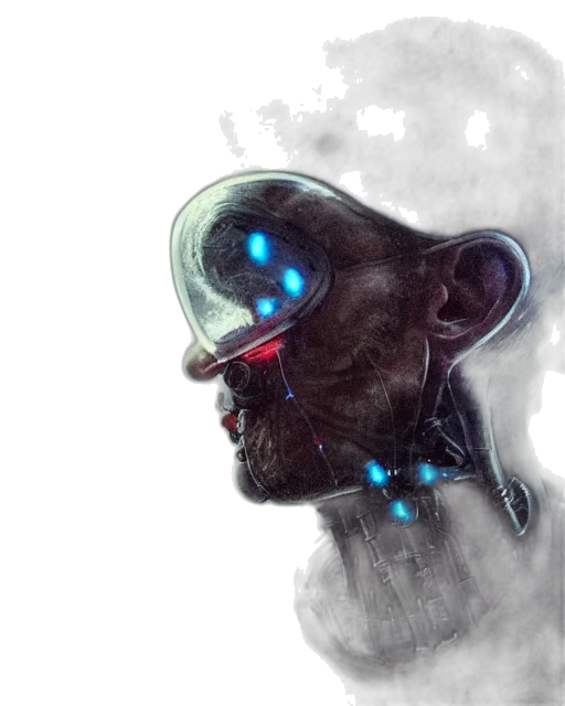 robot, mask, face, creature, cyberpunk, concept art, fantasy art, comic book art transparent PNG cut-out
