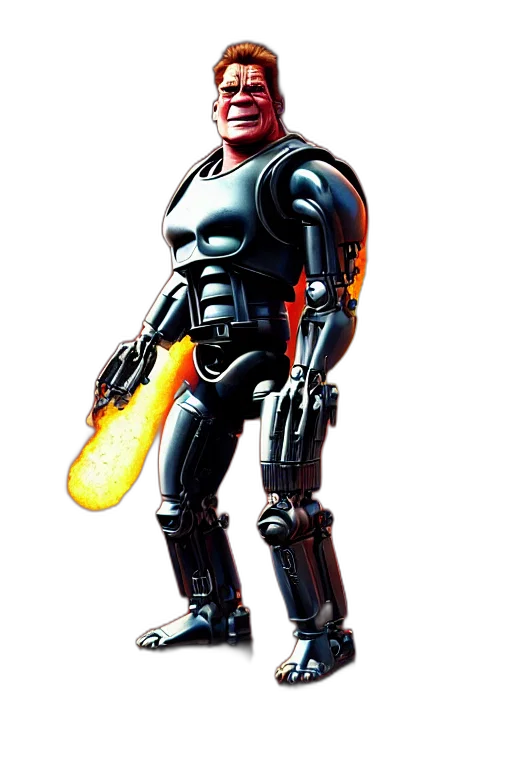 robot, weapon, staff, concept art, 3d render, comic book art, cyberpunk, outer space transparent PNG cut-out